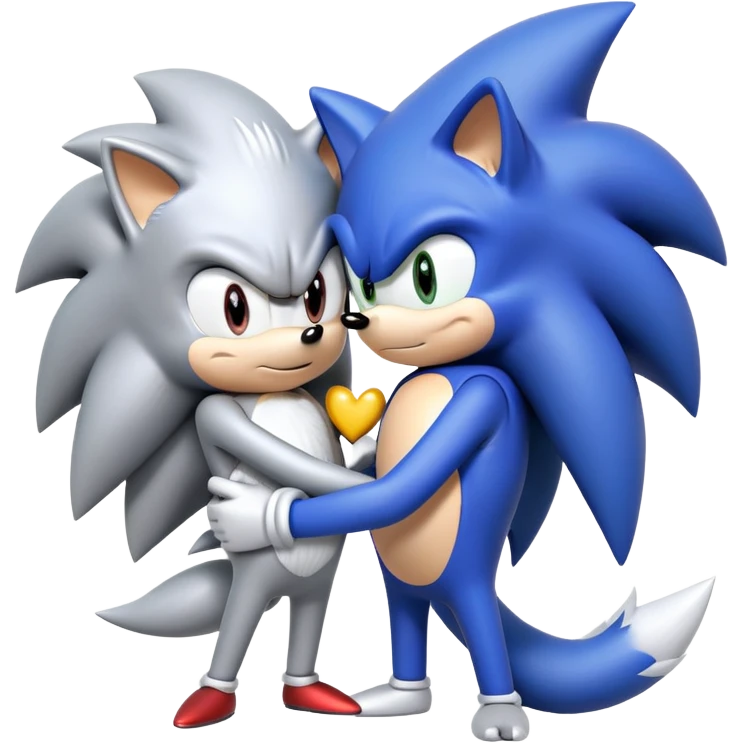 Sonic the Hedgehog and Silver the Hedgehog hugging each other emoji
