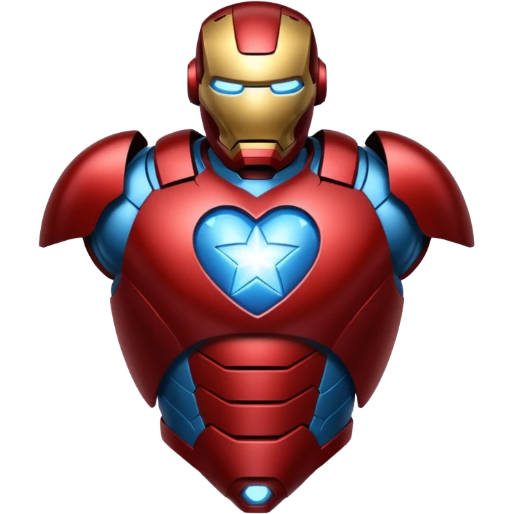 A red Iron Man suit heart with a glowing blue star in the center emoji