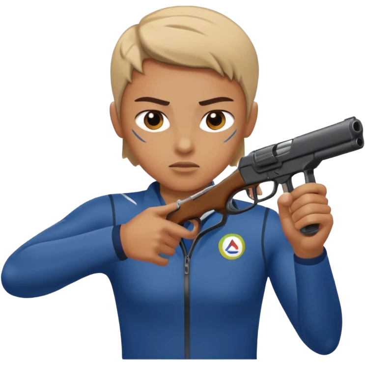 athlete with gun shooting, in Olympics emoji