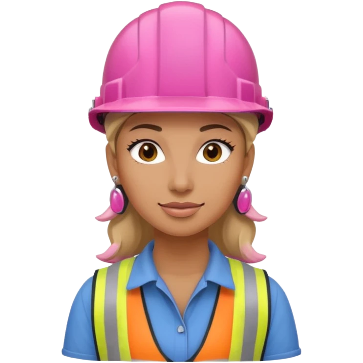 construction worker woman pink helmet and earrings emoji