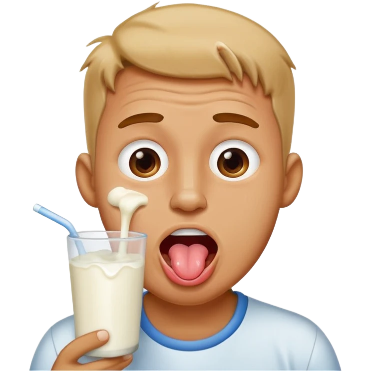 Man with tounge out drooling milk emoji