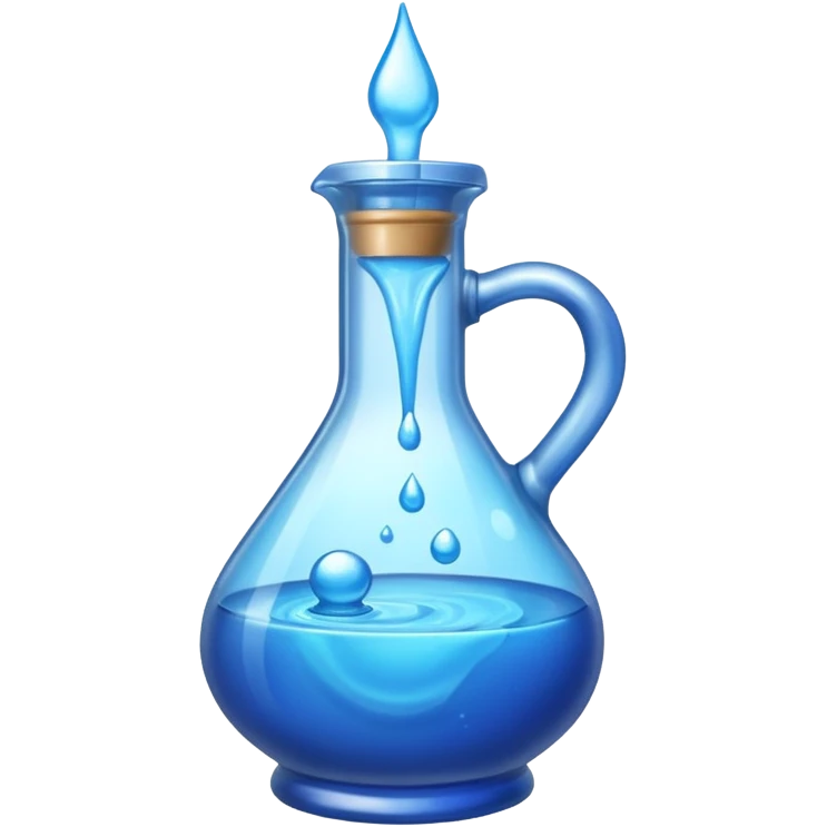 Blue potion bottle open with the liquid falling out (Upside-down with no cork) emoji