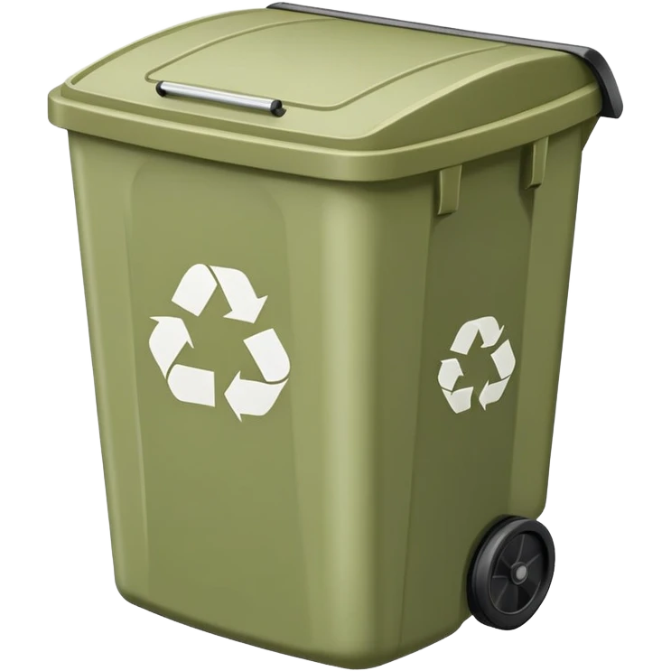 large realistic pastel olive recycle bin with lid closed emoji