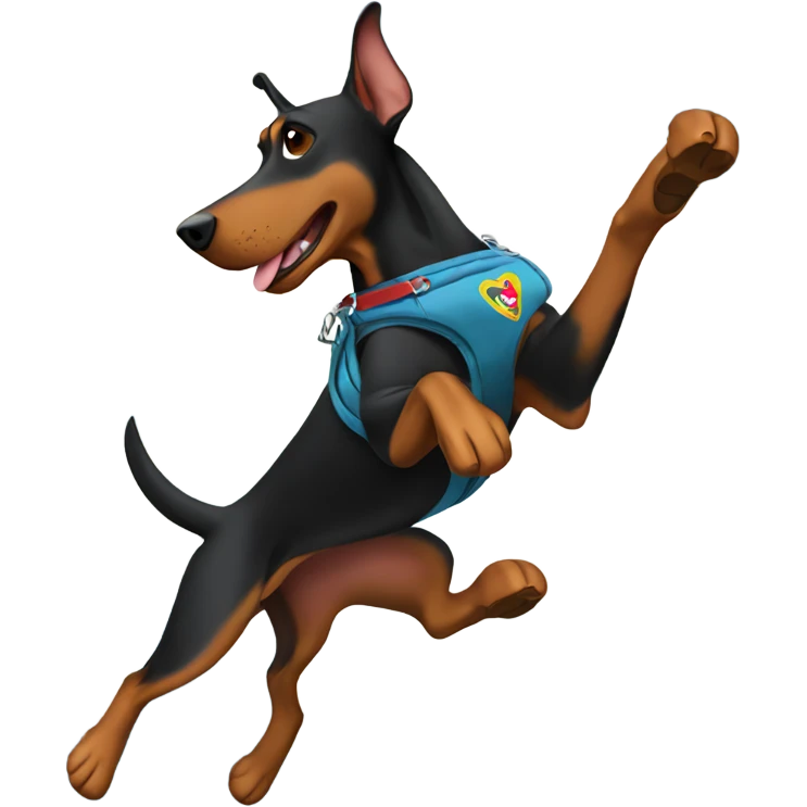 A doberman skydiving emoji