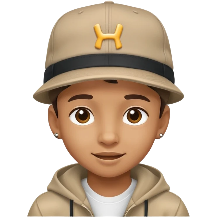 kid with a hiphop hat, cheerful expression emoji