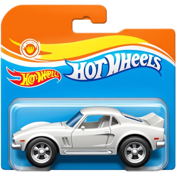 Машинка HotWheels белого цвета в классической упаковке HotWheels. emoji