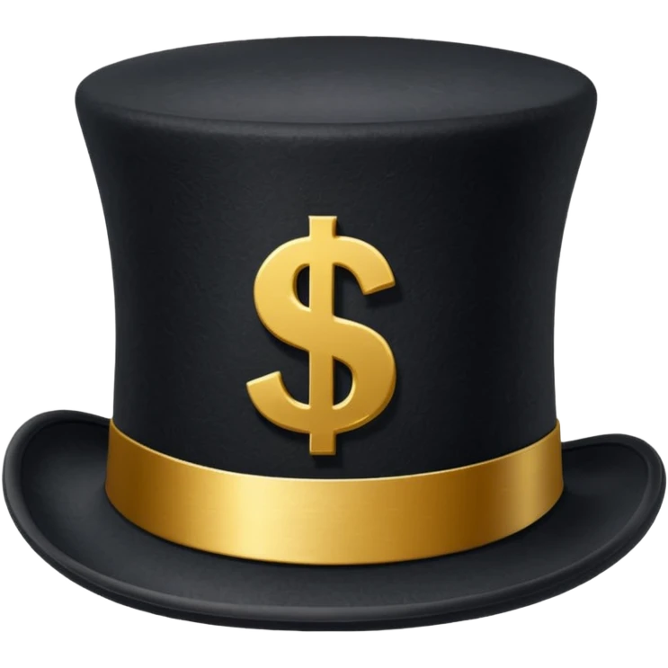 top hat with "$" print emoji