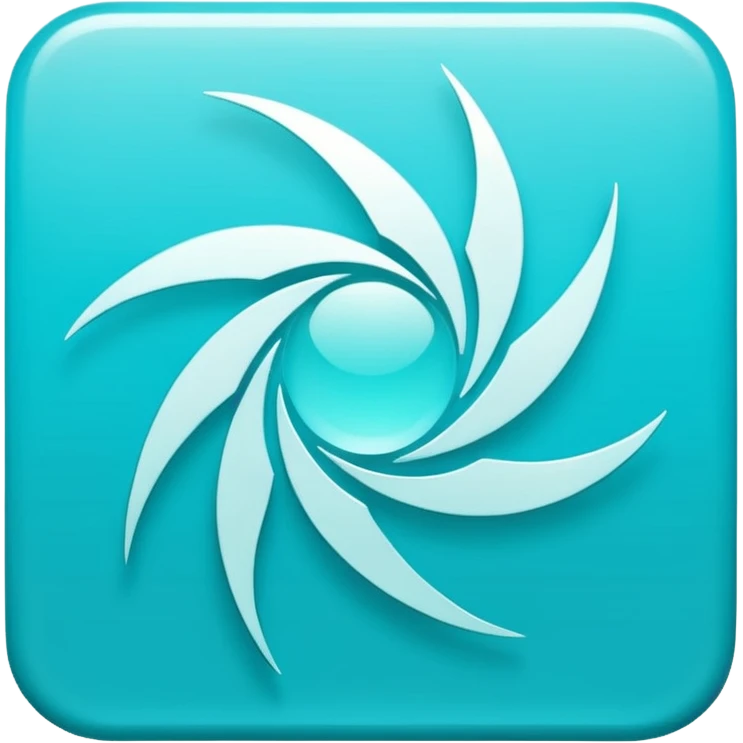 a Tiny compressed Stylized light-turquoise wind wind symbol inside a gradient white square icon, light turquoise borders emoji