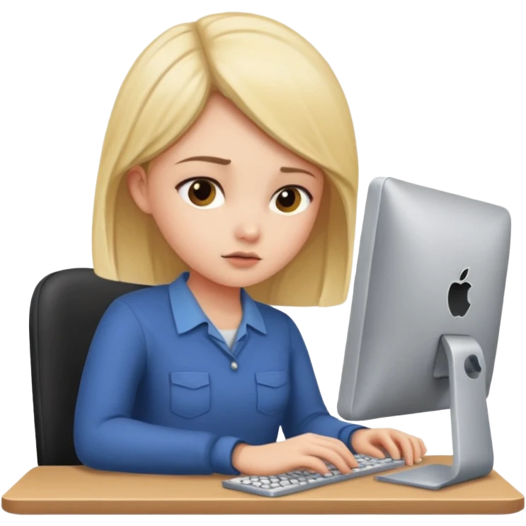 девушка работающая за компьютером emoji