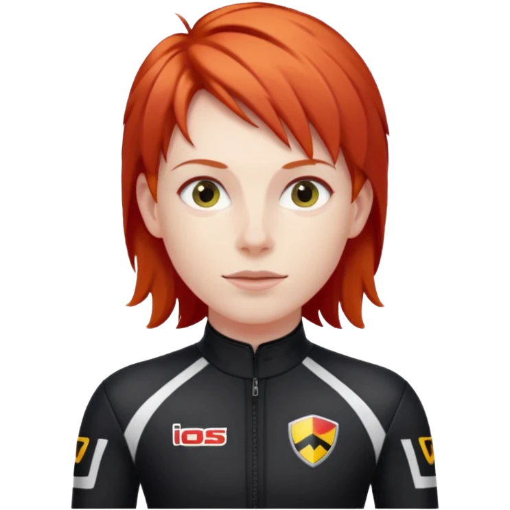 red haired racer with black outfit emoji
