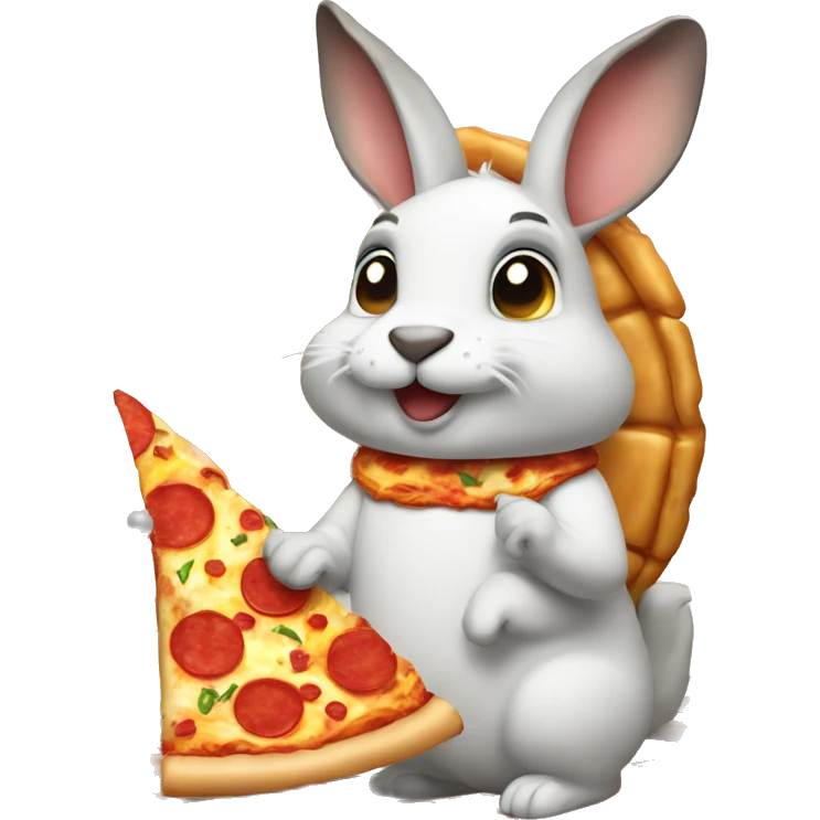 Conejo comiendo pizza emoji