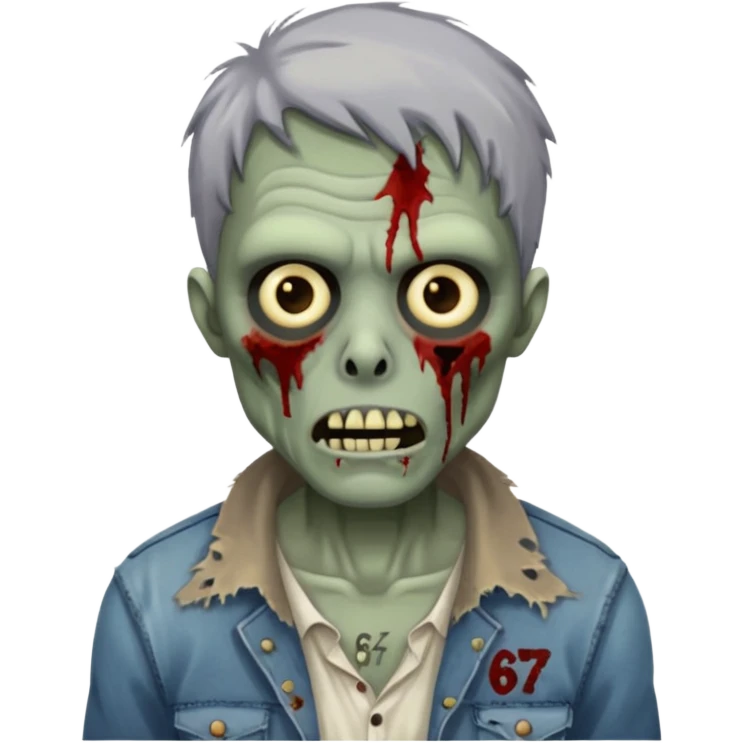 A zombie saying 6 7 emoji