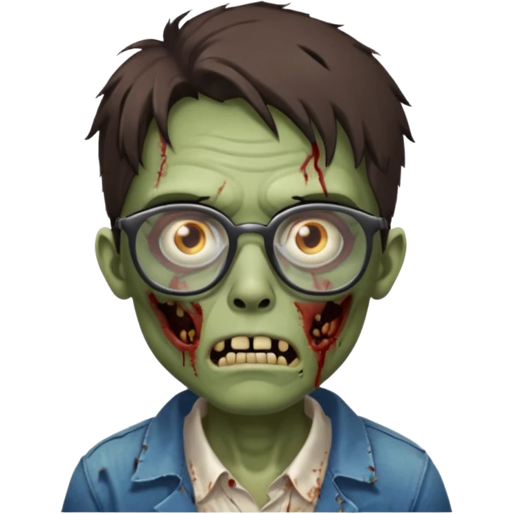 Zombie with broad glasses more visible glasses, some difference between zombie and glasses, half body emoji