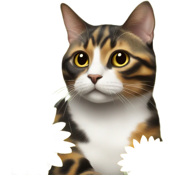 Tortie cat with sunflower  emoji