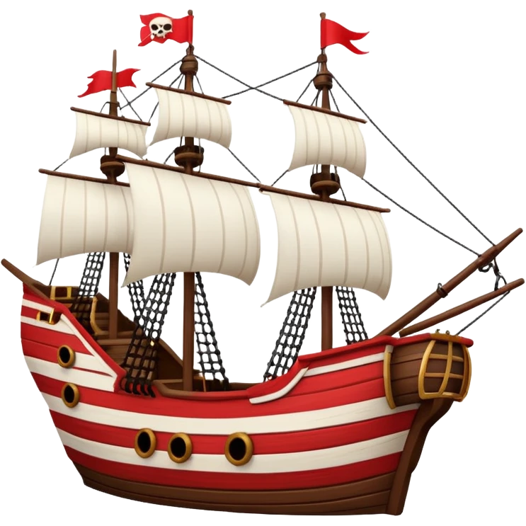 red and white lines pirate ships emoji
