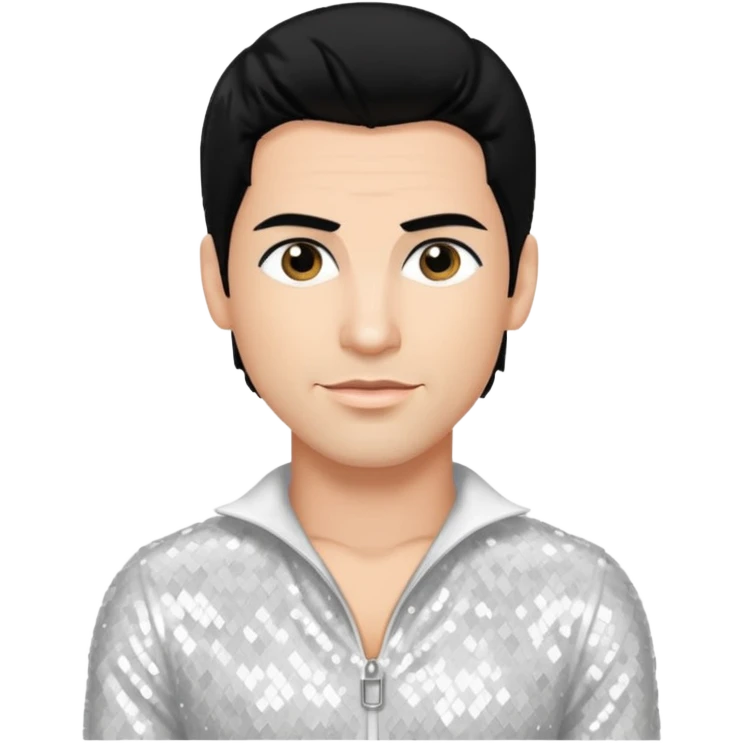 Danny Wood from NKOTB with black hair, white sequin outfit emoji
