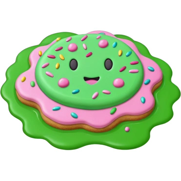 cookie in color pink and green water emoji