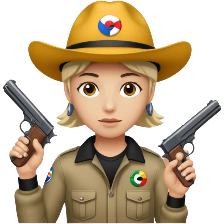 Emoji de risa pero con gorro del equipo colo colo y una pistola en la mano emoji