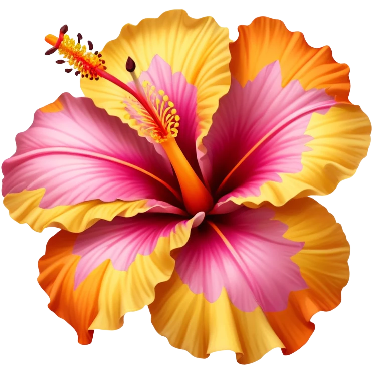 orange yellow and pink hibiscus flower scenery  emoji