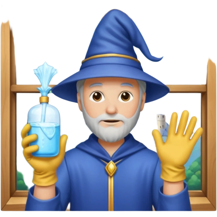 a wizard cleaning windows emoji