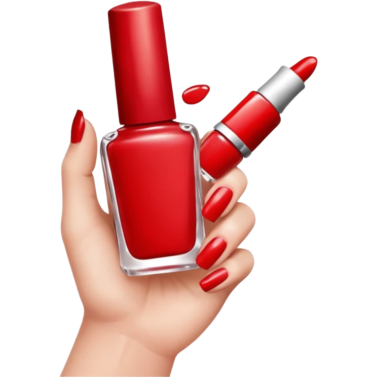 hand with painted nails and nail polish bottle emoji