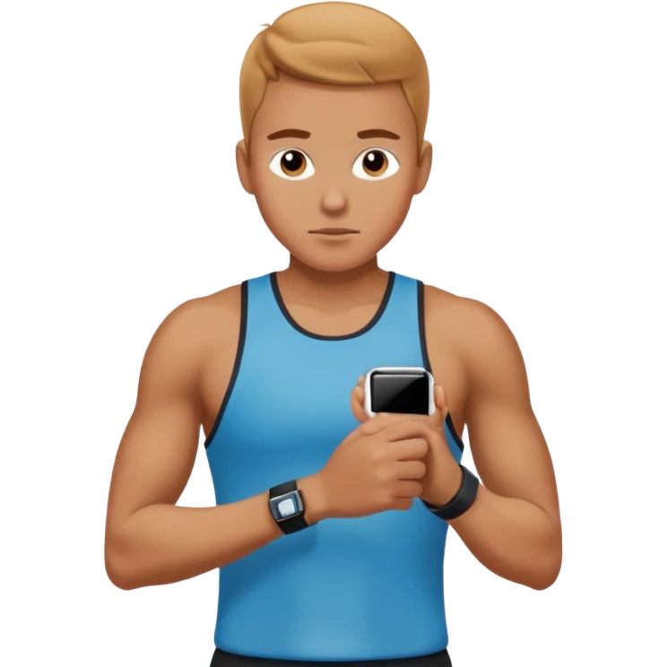 An athlete looking at their smart watch after running emoji