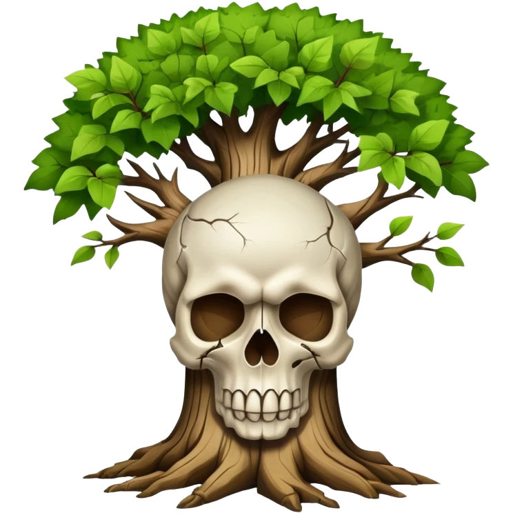 skull with a tree growing out of it emoji