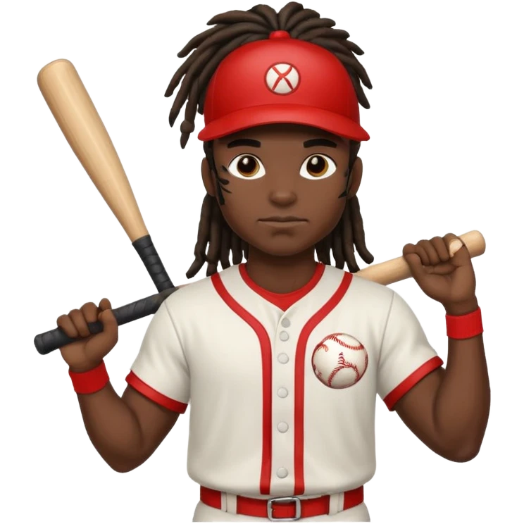 dreadlock baseball player black emoji