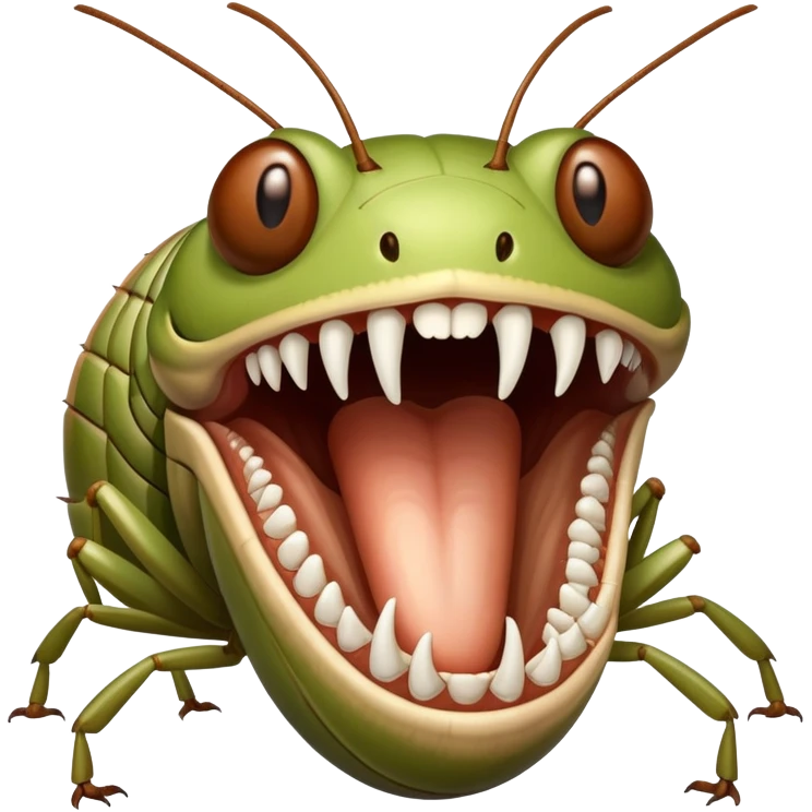 A cricket baring its teeth emoji