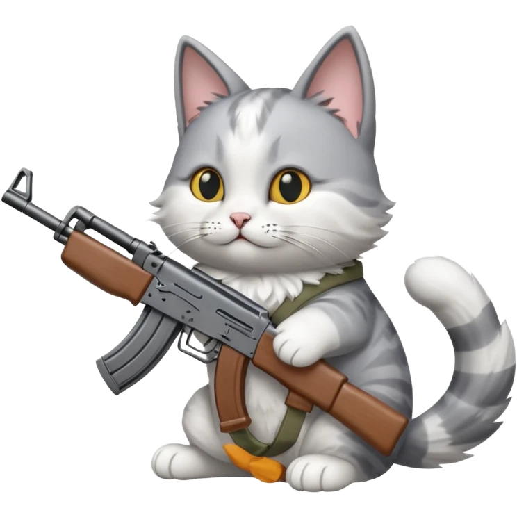 Cat with an AK-47 flying in the sky emoji