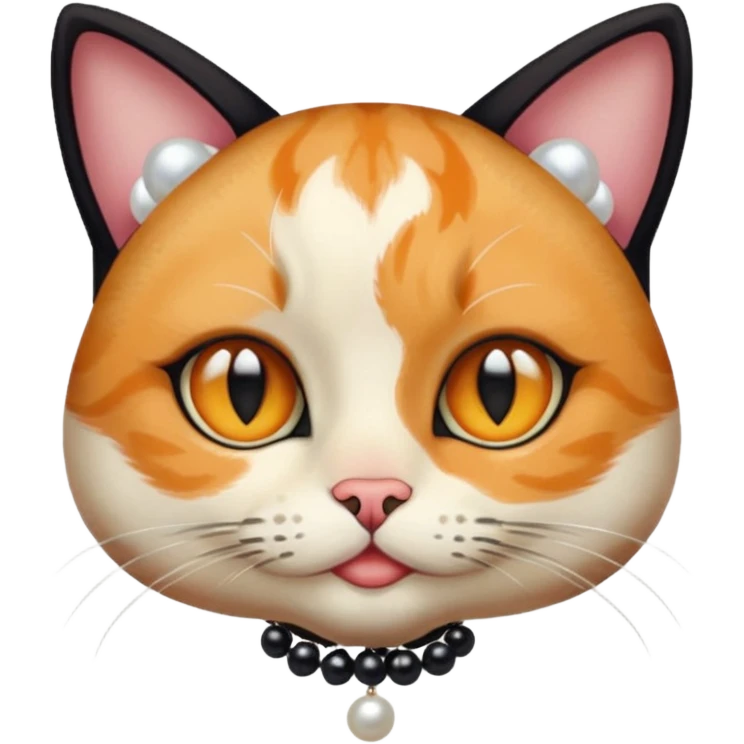 frame The Girl and the Pearls Painting, cat face emoji