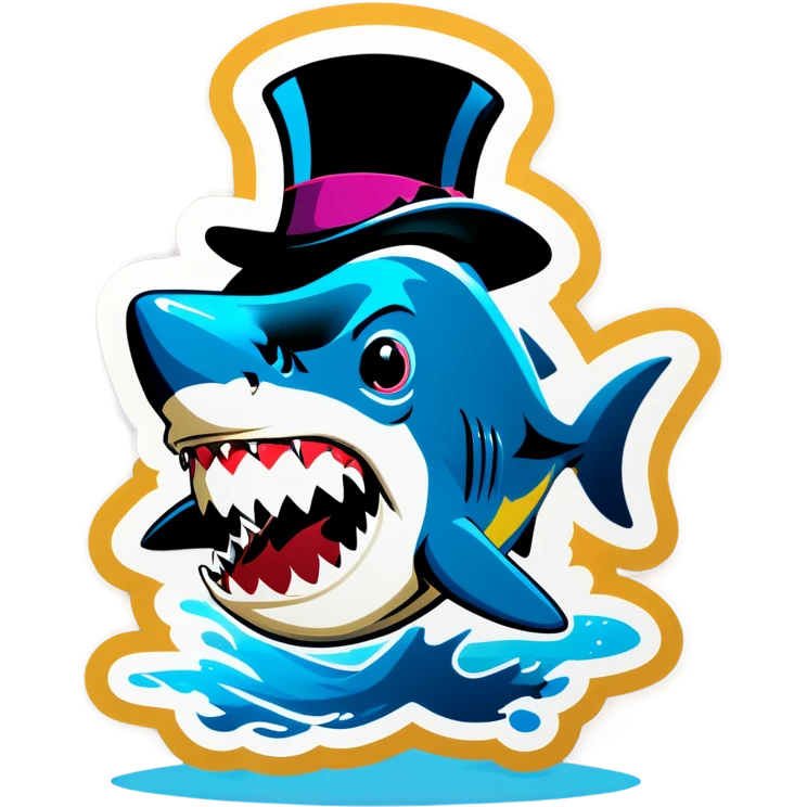 Shark with a top hat emoji