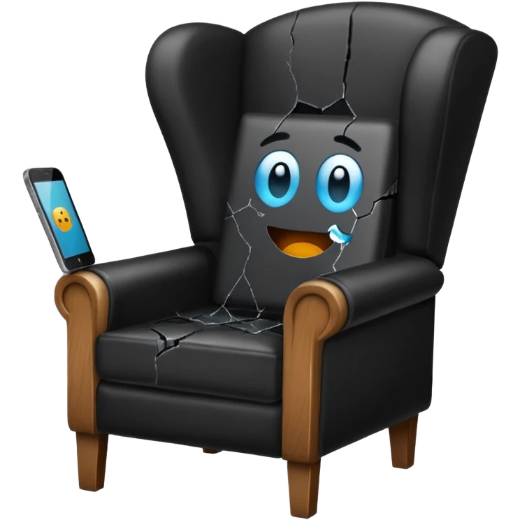 a phone in a chair looking sad emoji