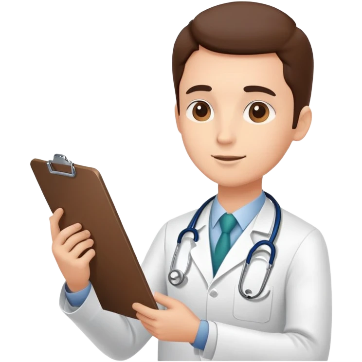 Doctor with clipboard conducting comprehensive medical check-up on patient, routine health examination in clinic emoji