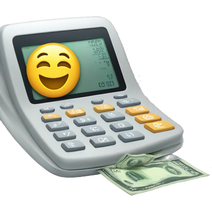 calculator with money and numbers on the screen emoji