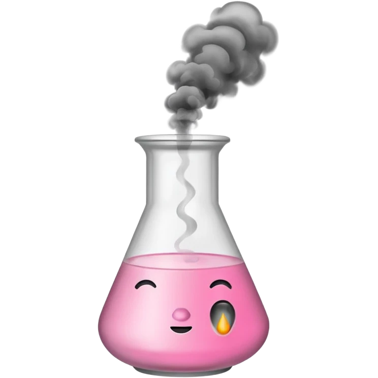pink beaker with smoke no face emoji
