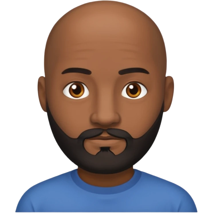 Dark Medium skin bald man with medium black beard emoji