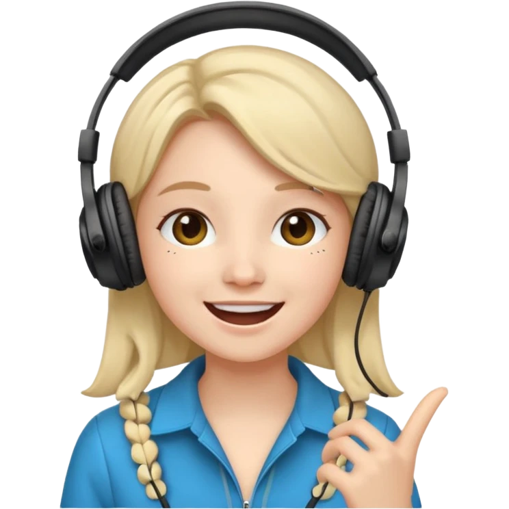 Gonemili Grace, micro qui chante avec casque au oreille emoji