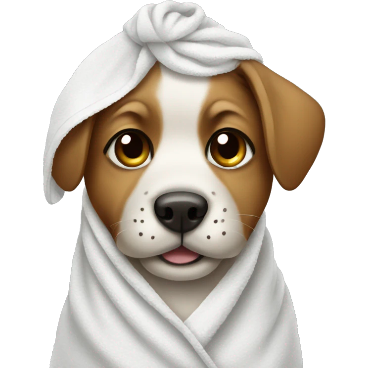 Puppy wearing a face mask and a towel  emoji