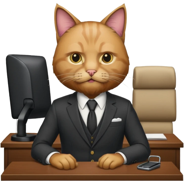 cat with a beard in the office boss emoji
