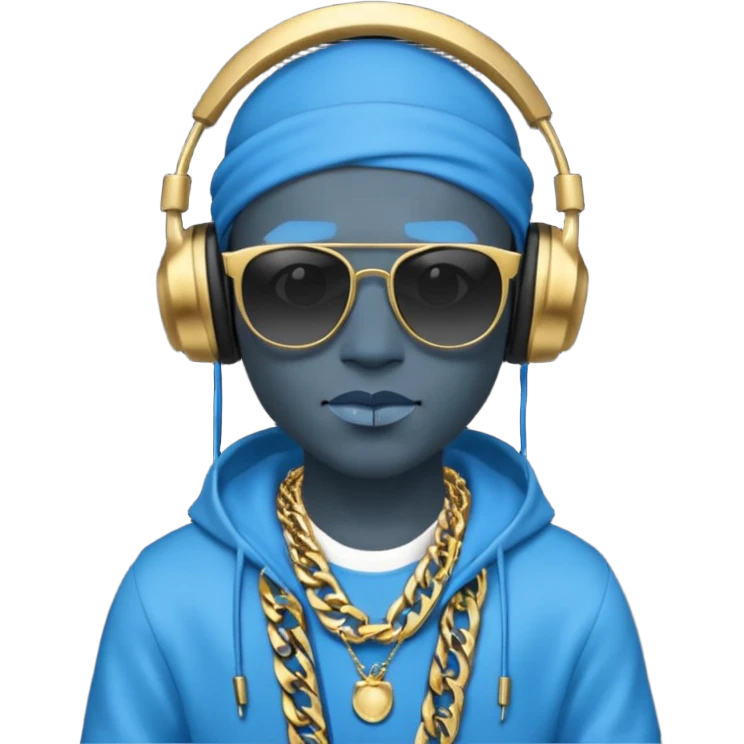Avatar rapper with headphones blue character ' emoji