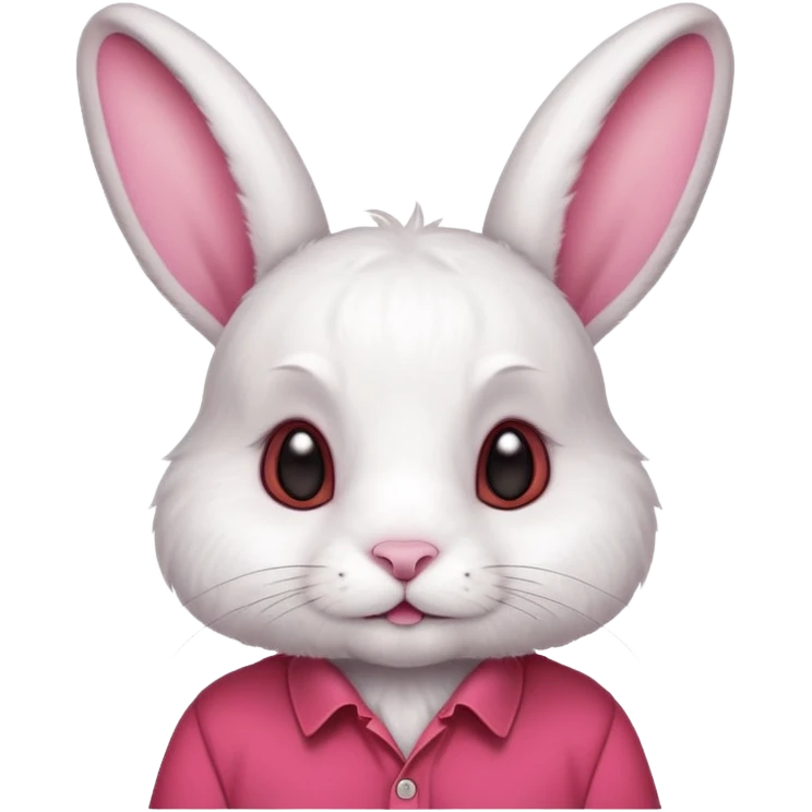 white bunny, pet lover, red shirt. emoji