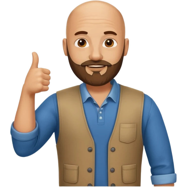 лысый с бородой, модный показывает лайк emoji