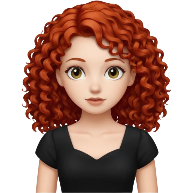 red curly haired black dress white girl emoji