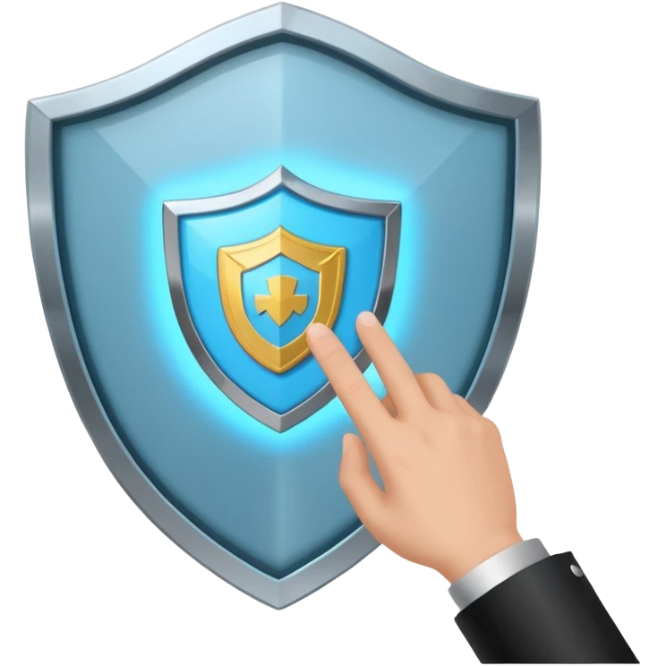 hand holding a tablet with a shield symbol emoji
