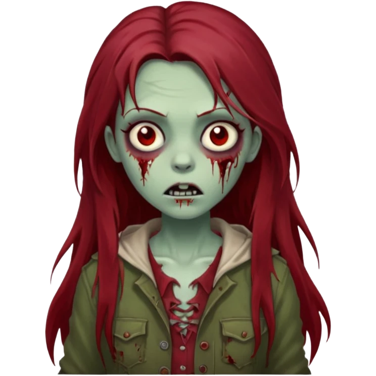 A zombie girl with dark red long hair emoji