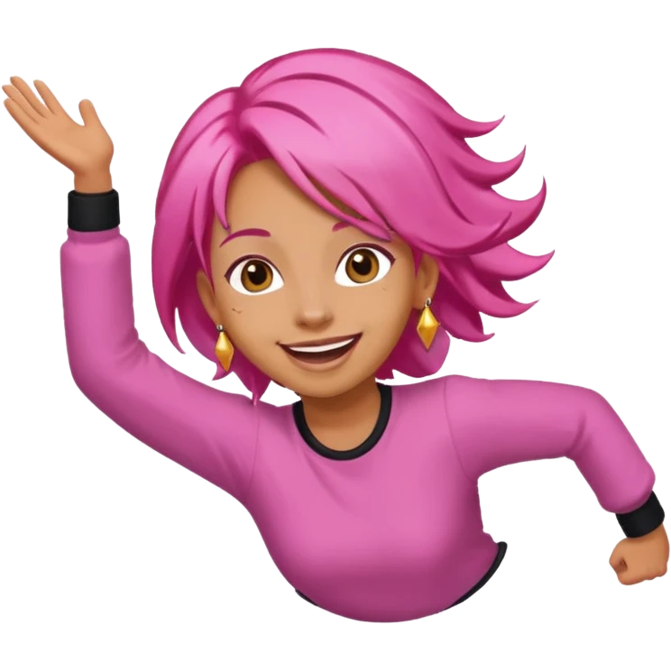 bungee jumping face with earrings pink hair flying away emoji