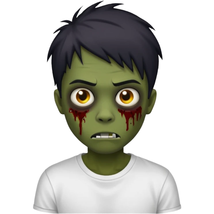 a dark emo zombie with a white t-shirt  emoji