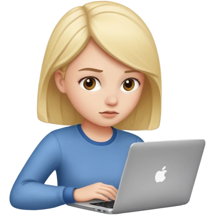 девушка работающая за ноутбуком emoji