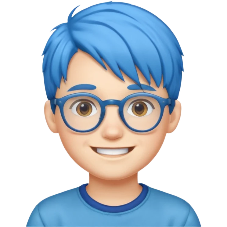 blue haired kid with glasses emoji